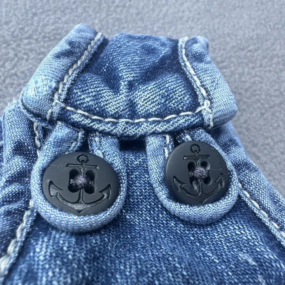 VTG Ralph Lauren Denim Overall Dress Size 18M Baby Girls Blue Jumper Anchor Logo